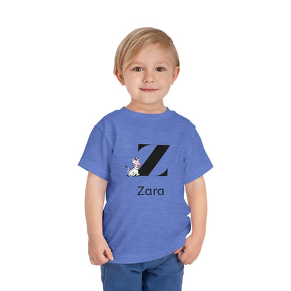Alphabet Adventures: Letter Z - Zany Zebra Toddler Tee - Personalizable - Whippie's
