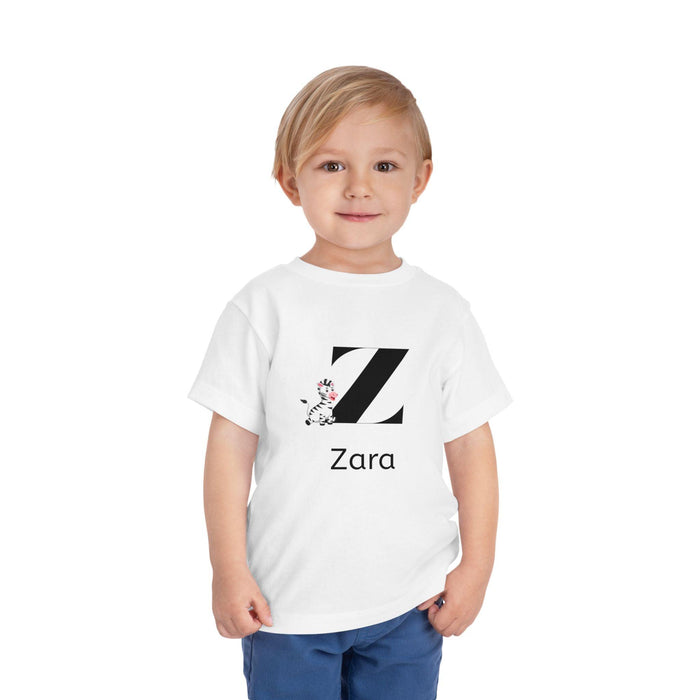 Alphabet Adventures: Letter Z - Zany Zebra Toddler Tee - Personalizable - Whippie's
