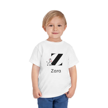 Alphabet Adventures: Letter Z - Zany Zebra Toddler Tee - Personalizable - Whippie's