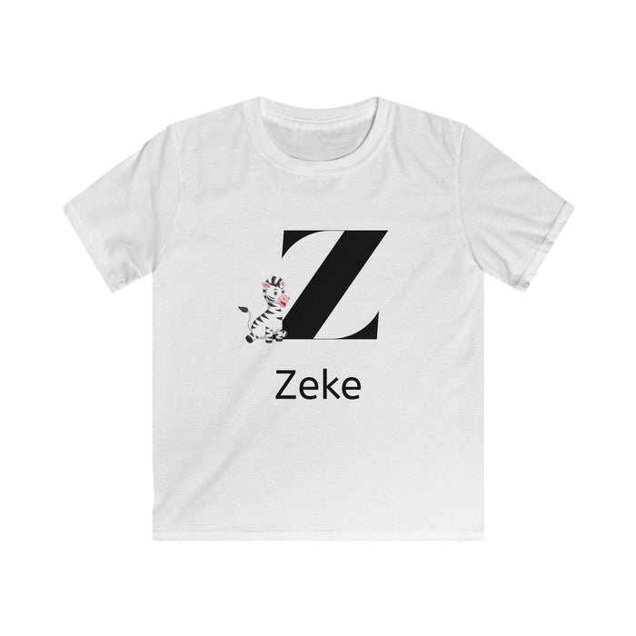 Alphabet Adventures: Letter Z - Zany Zebra Youth Tee - Personalizable - Whippie's
