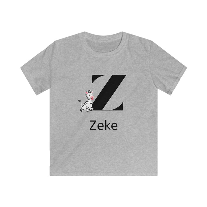 Alphabet Adventures: Letter Z - Zany Zebra Youth Tee - Personalizable - Whippie's