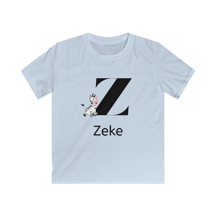 Alphabet Adventures: Letter Z - Zany Zebra Youth Tee - Personalizable - Whippie's