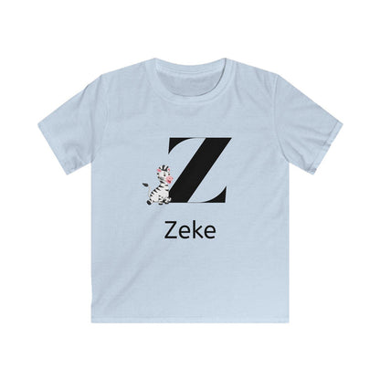 Alphabet Adventures: Letter Z - Zany Zebra Youth Tee - Personalizable - Whippie's
