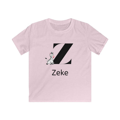 Alphabet Adventures: Letter Z - Zany Zebra Youth Tee - Personalizable - Whippie's