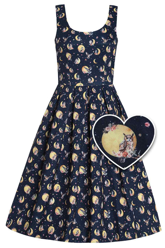 Amanda Navy Blue Night Owl Swing Dress