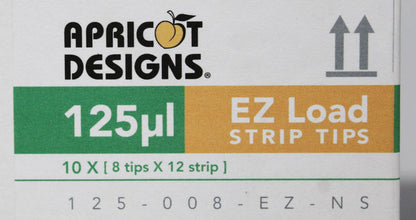 Apricot Designs EZ 125ul Load Pipette Tips 10 X 8 Tips x 12 Strips 125-008-EZ-NS
