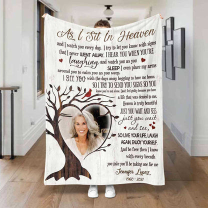 As I Sit In Heaven Memorial Cardinal Blankets For Loss Of Mother, Personalized  Remembrance Gifts