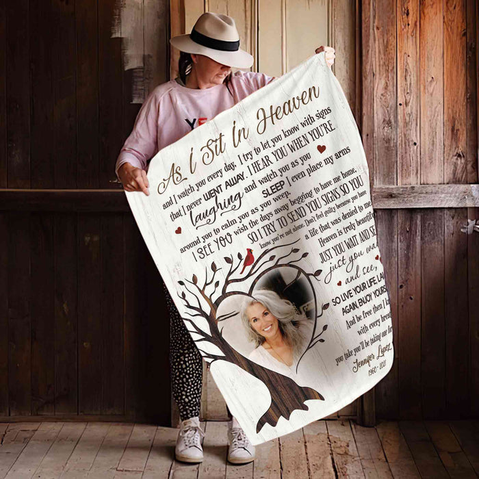 As I Sit In Heaven Memorial Cardinal Blankets For Loss Of Mother, Personalized  Remembrance Gifts