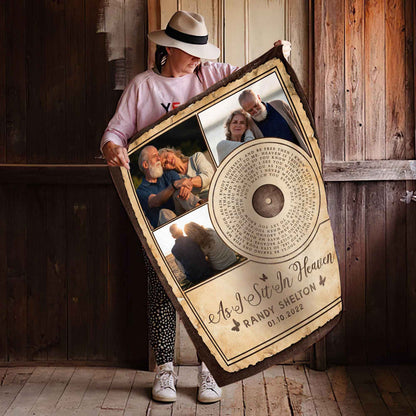 As I Sit In Heaven, Personalized Sympathy Blankets For Loss Of Father, Remembrance Memorial Blankets For Funeral, In Loving Memory Photo Blankets