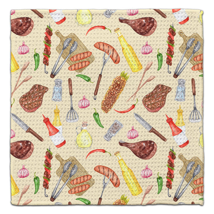 Barbeque Food Waffle Weave Washcloth