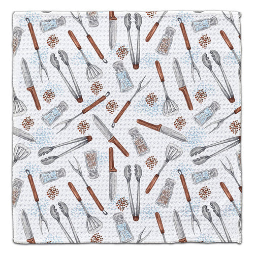 BBQ Utensils Waffle Weave Washcloth