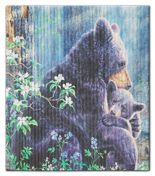 Bear Mama And Cub Swedish Dishcloth