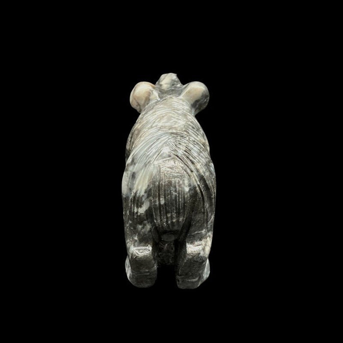 Bear Soapstone Figurine Medium Marbled Grey