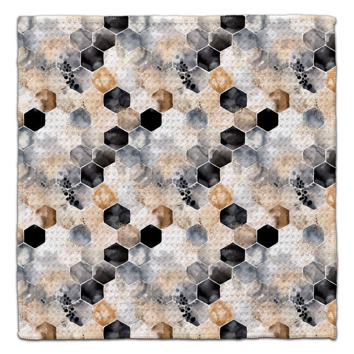 Beige & Black Hexagons Eco-Friendly Washcloth - CJ Bella Co.