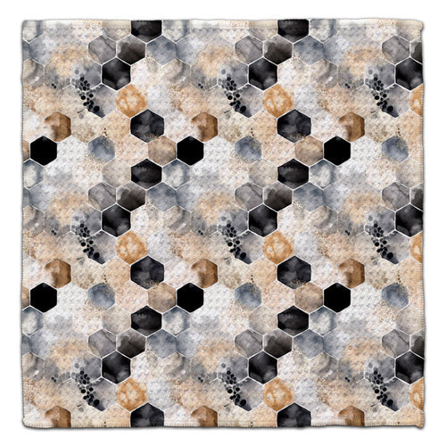 Beige & Black Hexagons Eco-Friendly Washcloth - CJ Bella Co.