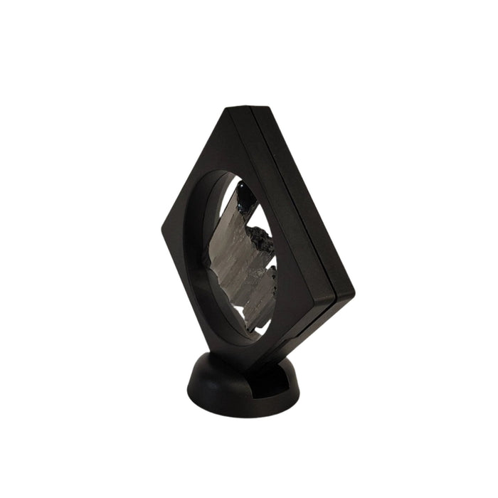 This is the side view of the black Tourmaline in a frame