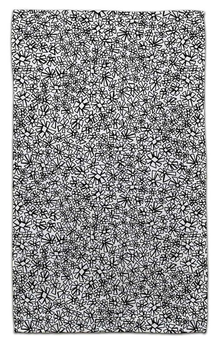 Black & White Daisy Waffle Weave Towel - CJ Bella Co.