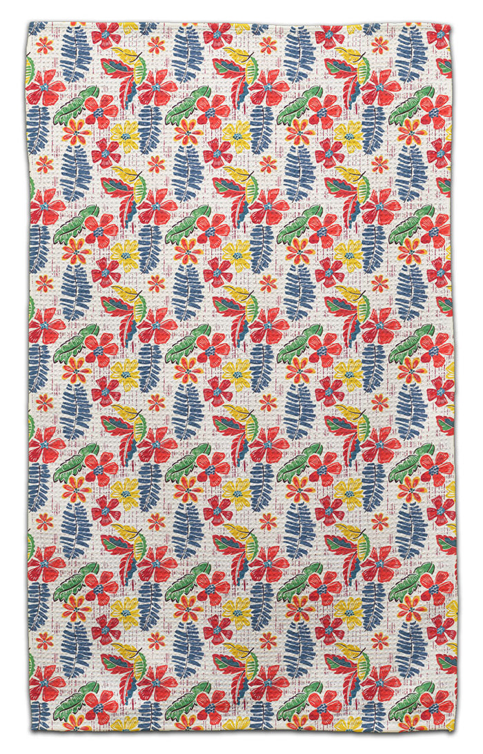 Blue Fern Nasturtium Waffle Weave Towel - CJ Bella Co.