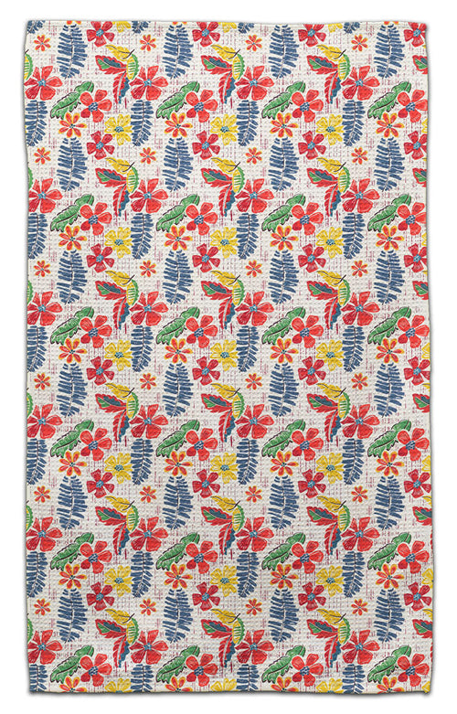 Blue Fern Nasturtium Waffle Weave Towel - CJ Bella Co.