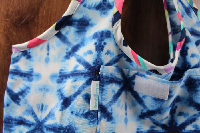 Blue Tie Dye Folding Shopping Tote