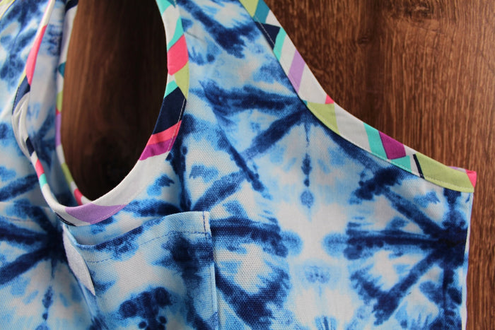 Blue Tie Dye Folding Shopping Tote