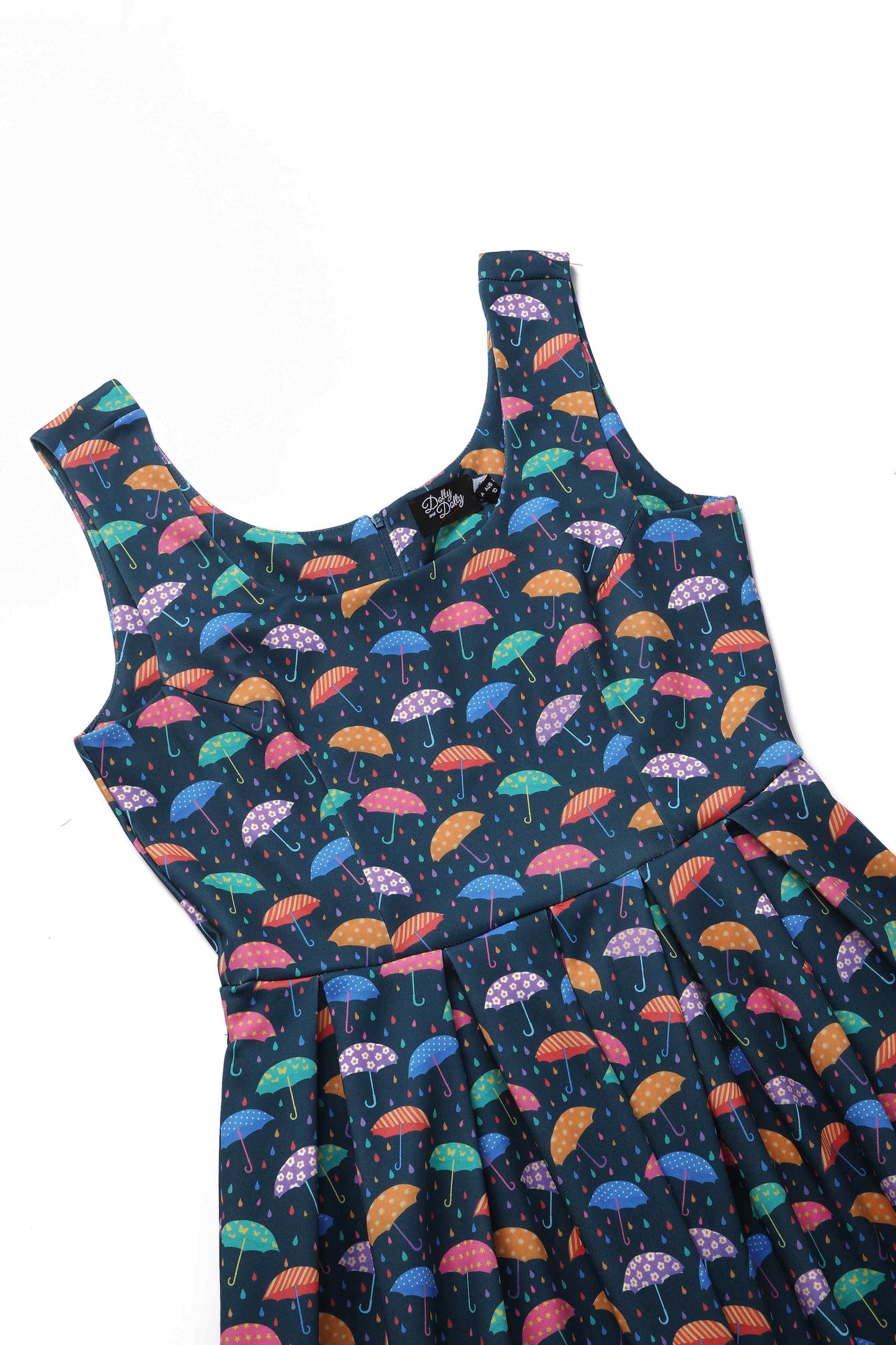 Amanda Blue Umbrella Print Swing Dress