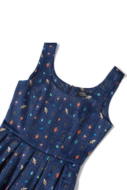 Amanda Navy Blue Bug Swing Dress