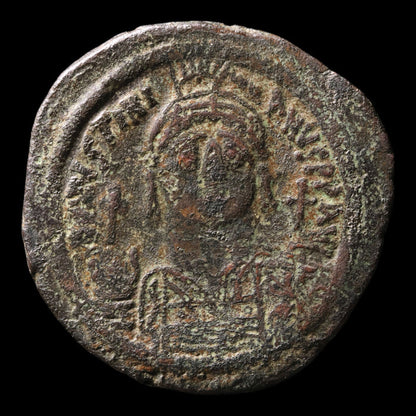 Byzantine Empire, Emperor Justinian I, Large AE Follis - 541 to 542 CE - Byzantine Empire