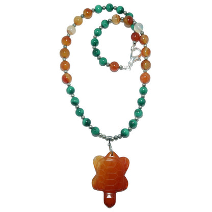 carnelian turtle malachite necklace