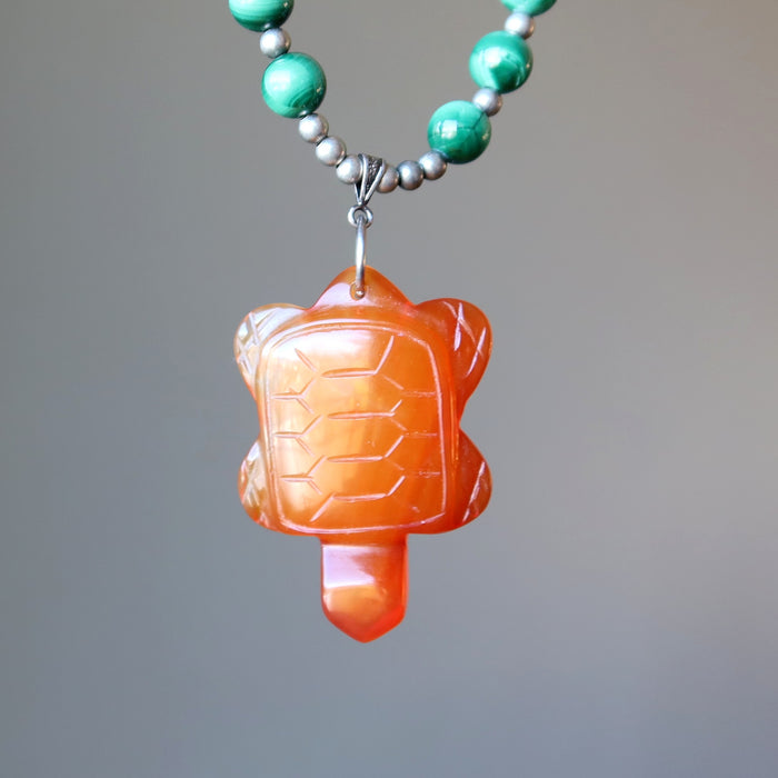 carnelian turtle malachite necklace