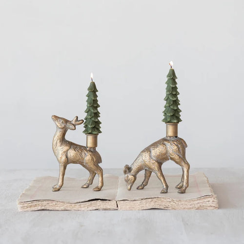 Cast Iron Deer Taper Candle Holder