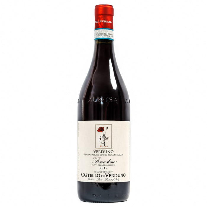 2022 Pelaverga wine bottle with red foil and white front label
