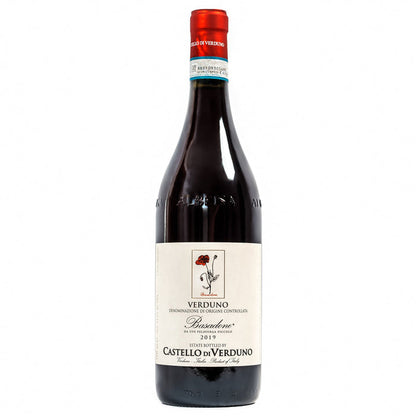 2022 Pelaverga wine bottle with red foil and white front label