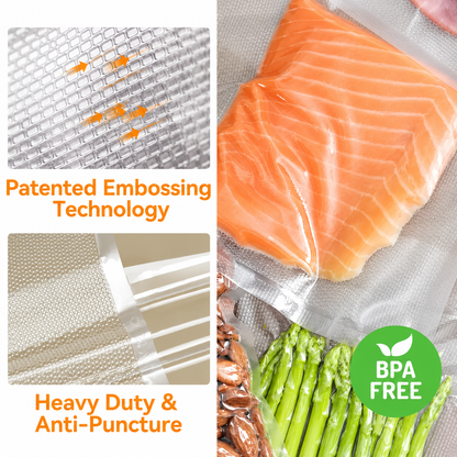 BPA-Free 3-Mil Vacuum Sealer Bag Roll – Built-In Cutter, Drawer-Ready Box, Food Fresh 3–6x Longer