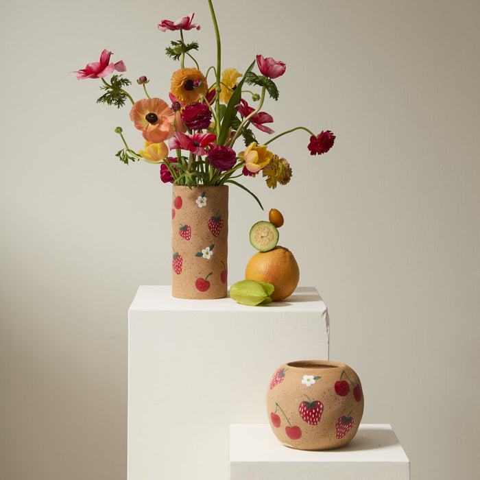 Ceramic Cherry & Strawberry Vase