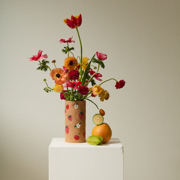 Ceramic Cherry & Strawberry Vase