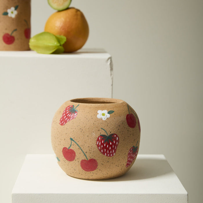 Ceramic Cherry & Strawberry Vase