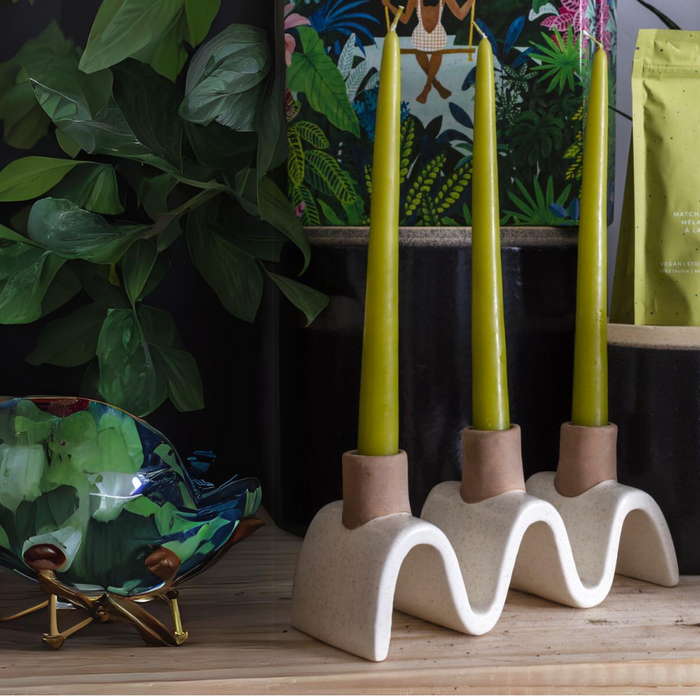Ceramic Triple Taper Candle Holder