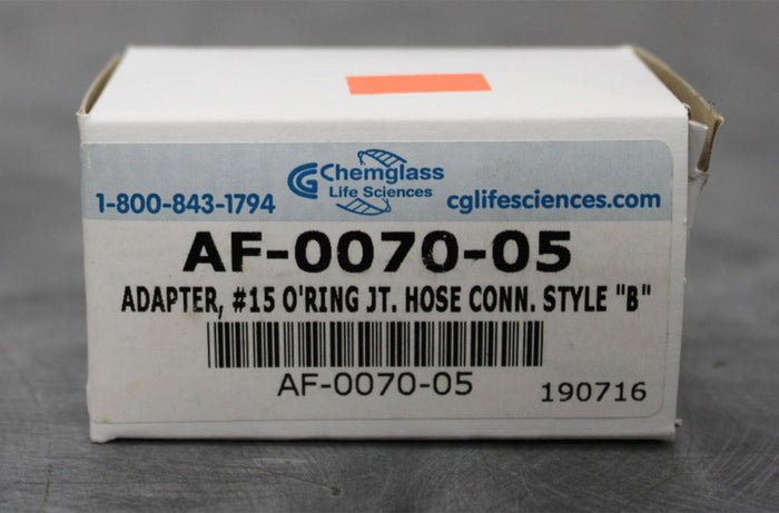 Chemglass AF-0070-05 Schlenk Style B 15mm Ring 10mm Serrated Hose Connection