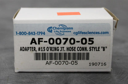 Chemglass AF-0070-05 Schlenk Style B 15mm Ring 10mm Serrated Hose Connection