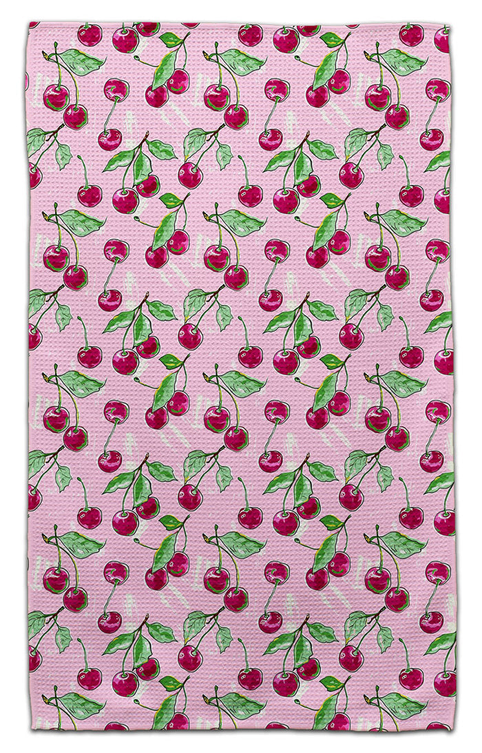 Cherries Pink Background Eco-Friendly Towel - CJ Bella Co.