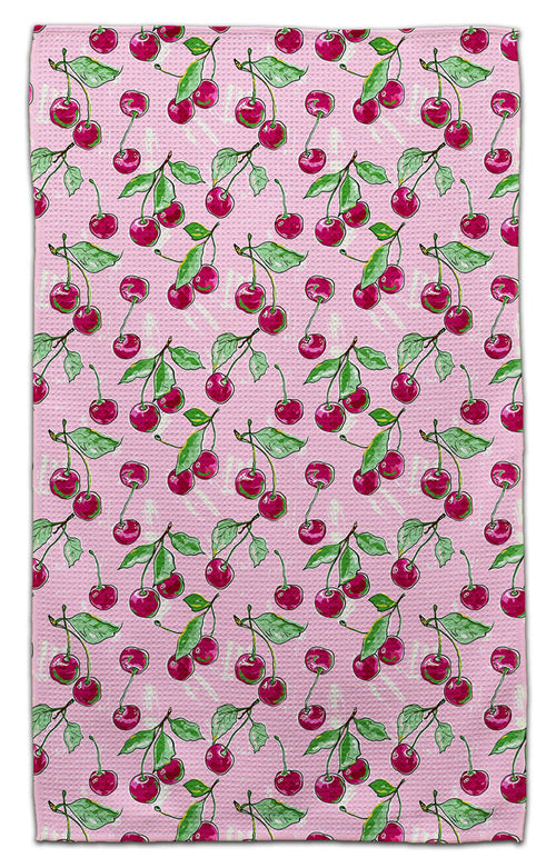 Cherries Pink Background Eco-Friendly Towel - CJ Bella Co.