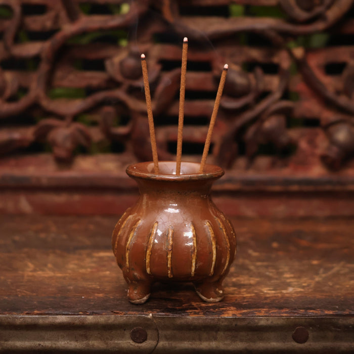China, Qing Dynasty, Brown Glazed Miniature Censer (Incense Burner) - c. early 1900s CE - Imperial China