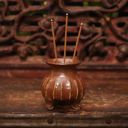 China, Qing Dynasty, Brown Glazed Miniature Censer (Incense Burner) - c. early 1900s CE - Imperial China