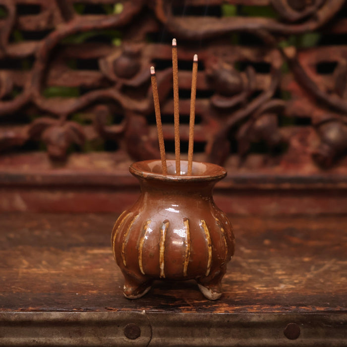 China, Qing Dynasty, Brown Glazed Miniature Censer (Incense Burner) - c. early 1900s CE - Imperial China