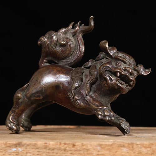 China, Qing Dynasty, Cast Bronze Guardian Lion Figurine - c. 1800s CE - Imperial China