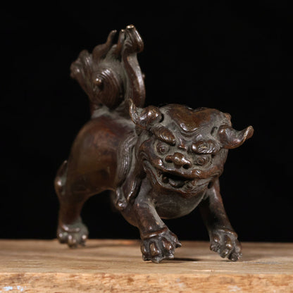 China, Qing Dynasty, Cast Bronze Guardian Lion Figurine - c. 1800s CE - Imperial China