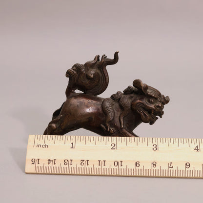 China, Qing Dynasty, Cast Bronze Guardian Lion Figurine - c. 1800s CE - Imperial China