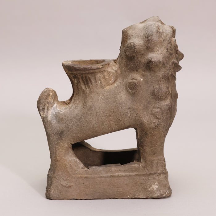 China, Qing Dynasty, Guardian Lion Candle Stand (Molded Pottery) - c. 1700s CE - Imperial China