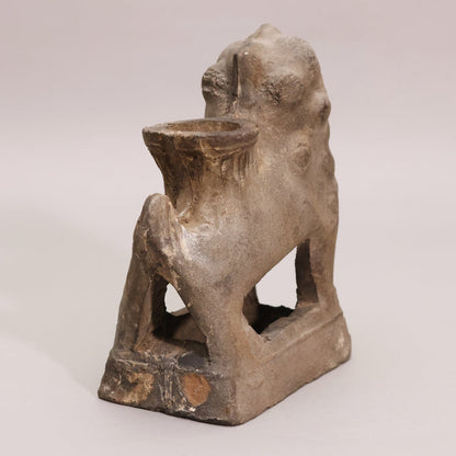 China, Qing Dynasty, Guardian Lion Candle Stand (Molded Pottery) - c. 1700s CE - Imperial China